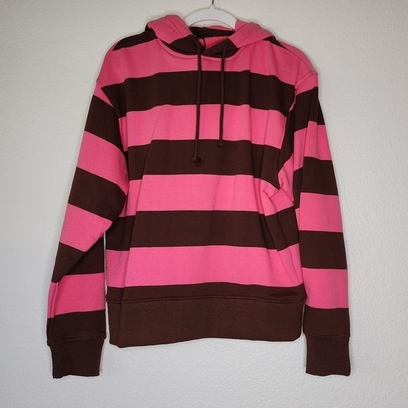 Zara Pink Striped Hoodie S - Picture 2 of 5